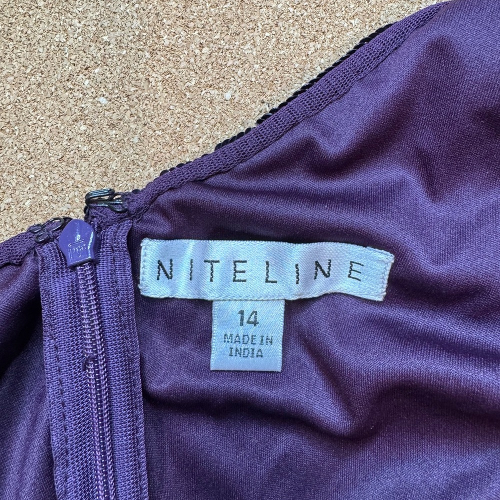 Vintage 80s/90s Niteline Purple Sequin Cocktail Dress – Size 14 - Picture 3 of 6
